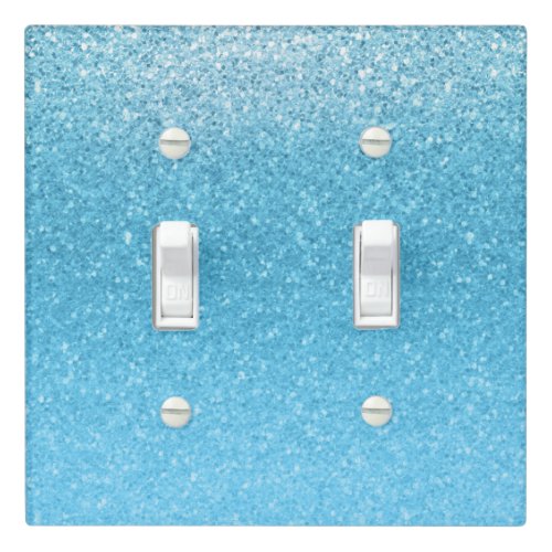 Fairy Tale Blue Faux Glitter Glamour Elegant Light Switch Cover