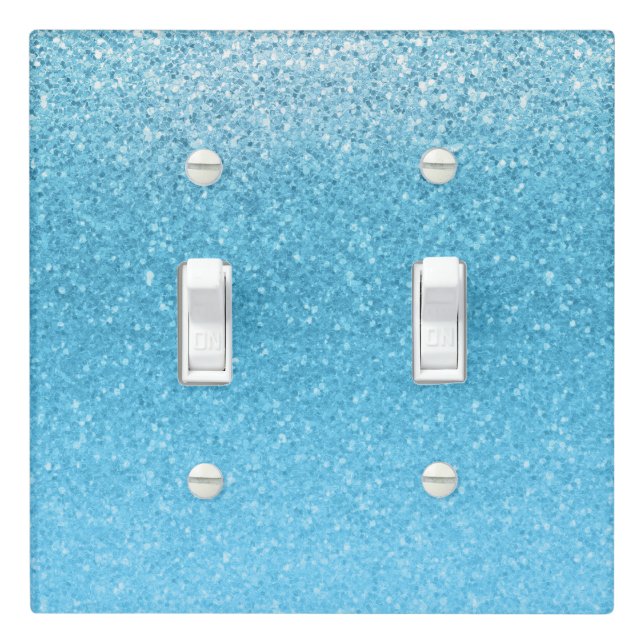 Fairy Tale Blue Faux Glitter Glamour Elegant Light Switch Cover (In Situ)