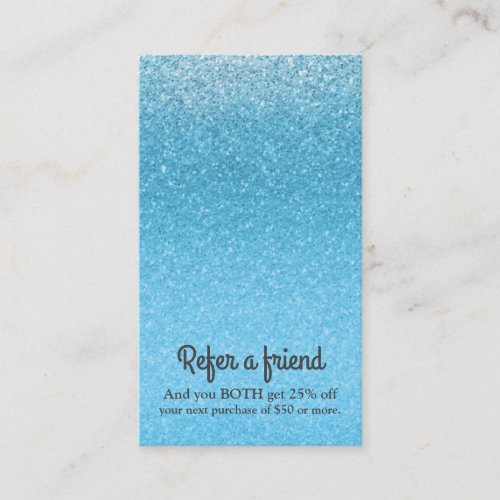 Fairy Tale Blue Glitter Glam Sparkle Chic Glitzy Referral Card