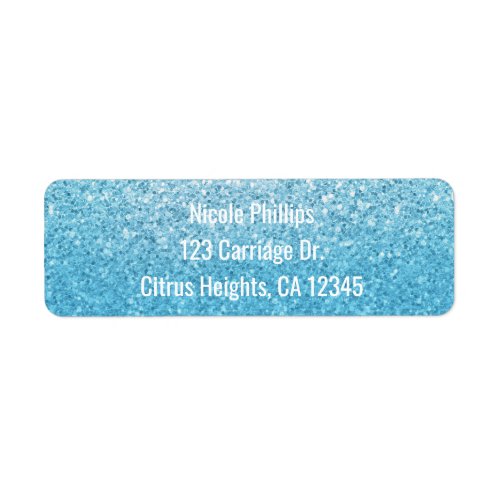 Fairy Tale Blue Glitter Sweet 16 Party Invitation Label