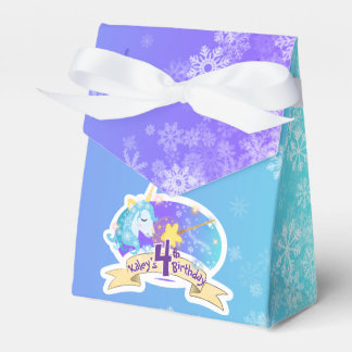 Fairy Tale Blue Unicorn Birthday Party Favor Boxes