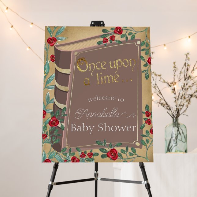 Fairy Tale Book Cover with Red Roses on Parchment Foam Board (In Situ (Stand))