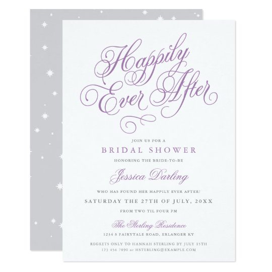 Fairy Tale Bridal Shower Invitation Purple Grey Zazzle Fairy Tale Bridal Shower Invitation Purple Grey