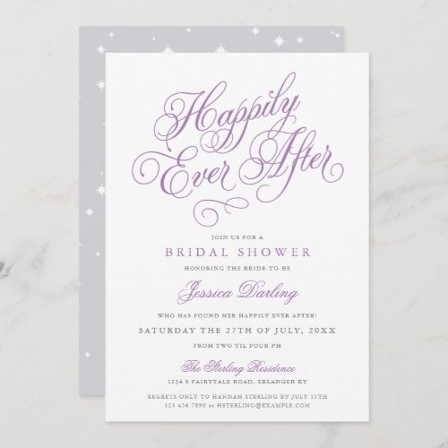 Fairy Tale Bridal Shower Invitation Purple  Grey