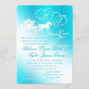 Fairy Tale Carriage Aqua Wedding Invitation