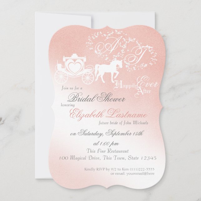 Fairy tale Carriage Bridal Shower Pink Invitation (Front)