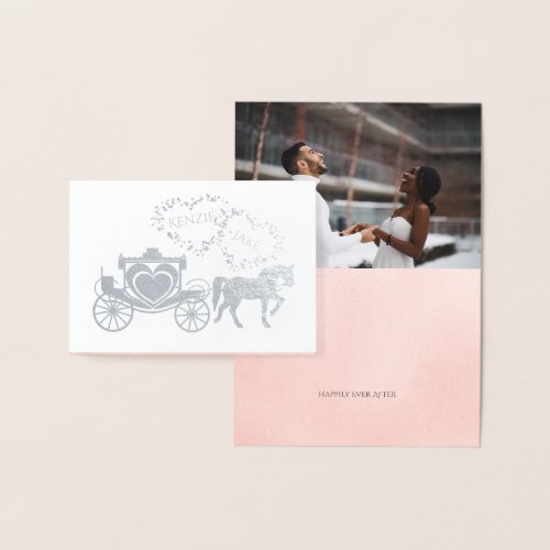 Fairy Tale Carriage Happily Ever After Thank You Foil Card