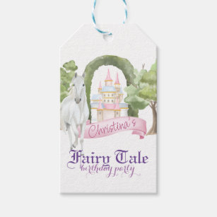 Fairy Tale Castle and White Horse Watercolor Gift Tags