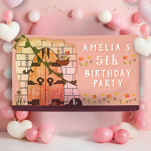 Fairy Tale Castle Door Flower Girl Birthday Party Banner