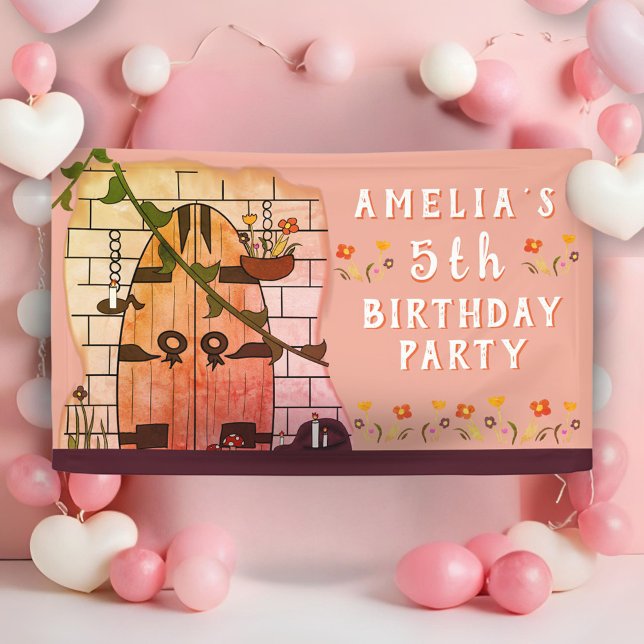 Fairy Tale Castle Door Flower Girl Birthday Party Banner (Creator Uploaded)