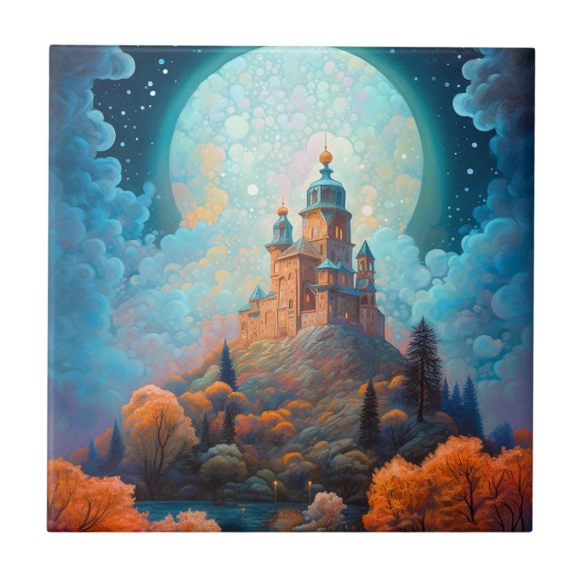 Fairy Tale Castle Fantasy Art Ceramic Tile (Front)