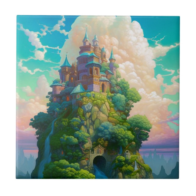 Fairy Tale Castle Fantasy Art Ceramic Tile (Front)