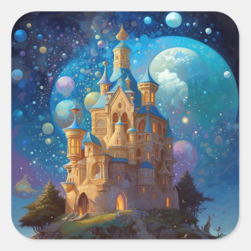 Fairy Tale Castle Fantasy Art Square Sticker