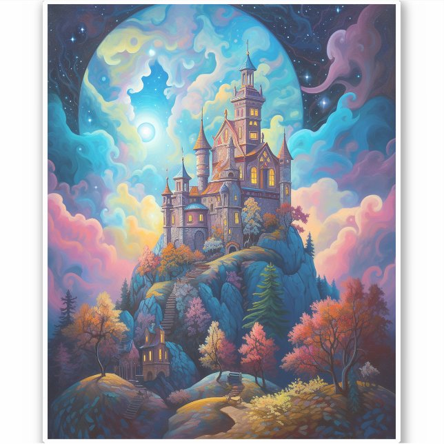 Fairy Tale Castle Fantasy Art Sticker (Front)