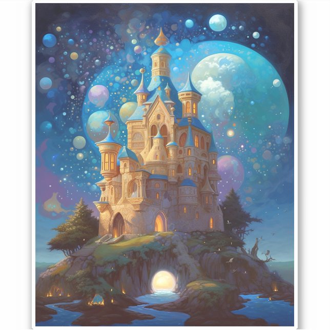 Fairy Tale Castle Fantasy Art Sticker (Front)