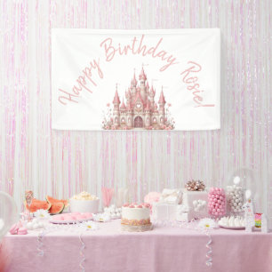 Fairy Tale Castle Girl Pink Personalized Party Banner