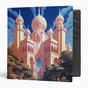 Fairy Tale Castle Pink White Gold Fantasy Art 3 Ring Binder