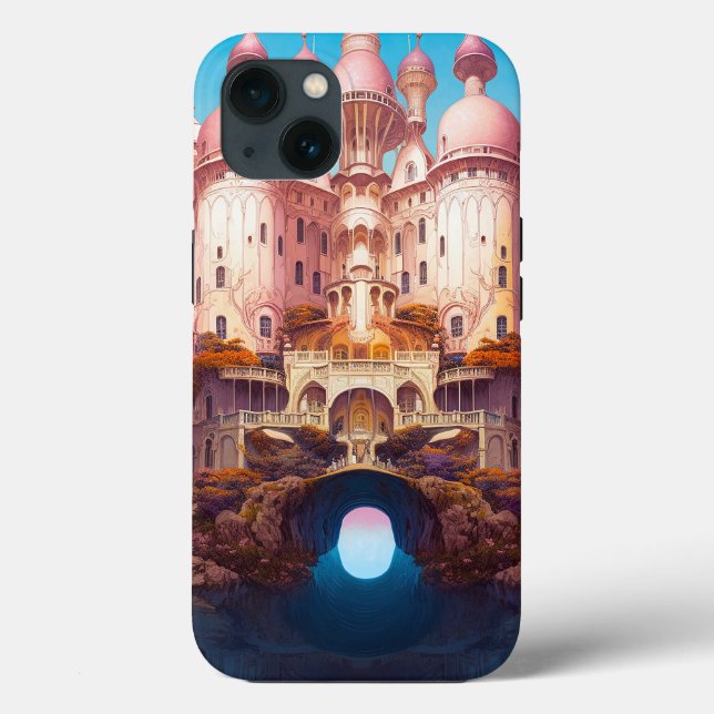 Fairy Tale Castle Pink White Gold Fantasy Art Case-Mate iPhone Case (Back)