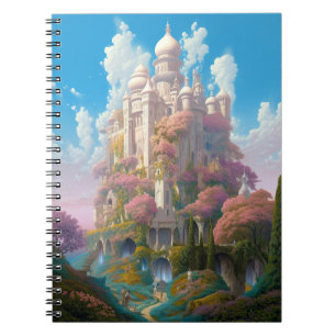 Fairy Tale Castle Pink White Gold Fantasy Art Notebook