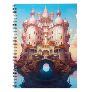 Fairy Tale Castle Pink White Gold Fantasy Art Notebook