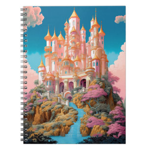 Fairy Tale Castle Pink White Gold Fantasy Art Notebook