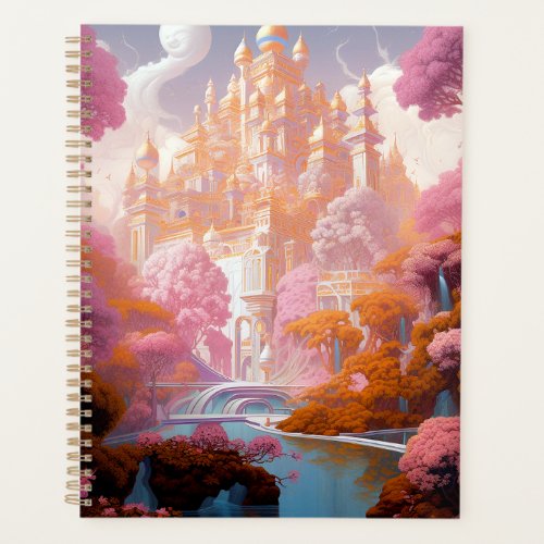 Fairy Tale Castle Pink White Gold Fantasy Art Planner