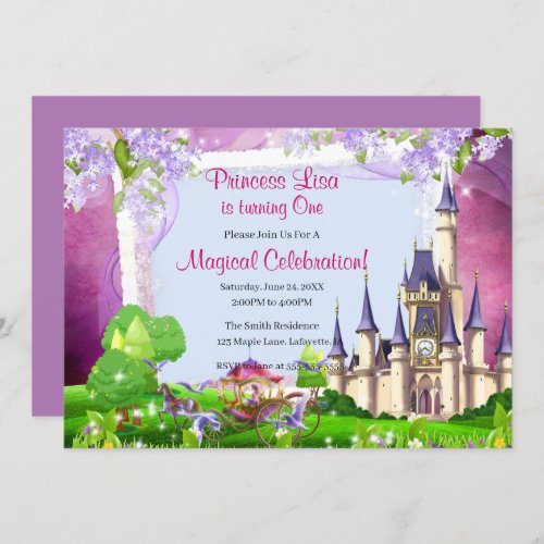 Fairy Tale Castle Princess Birthday Party Invitation