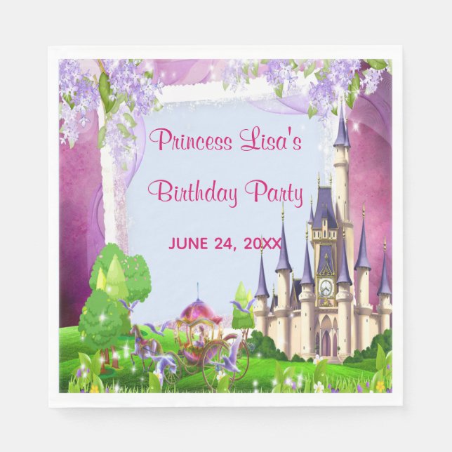 Fairy Tale Castle Princess Birthday Party Napkins (Front)