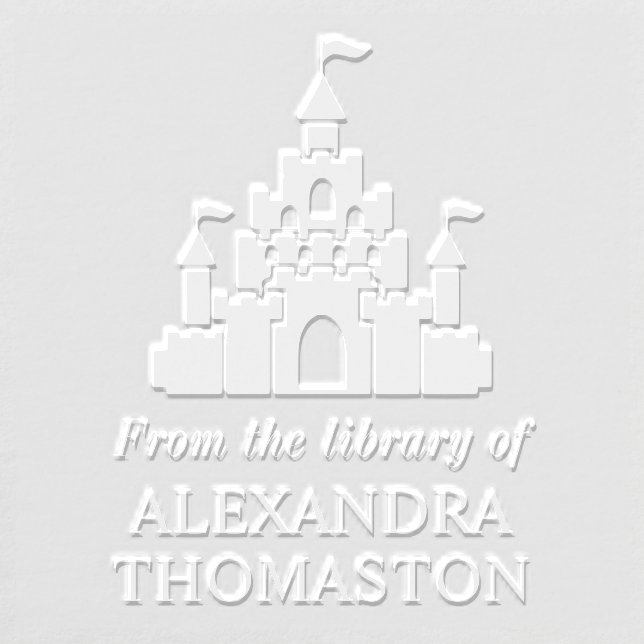 Fairy Tale Castle Silhouette Library Book Name Embosser (Design)