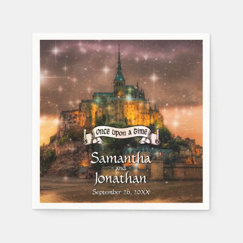 Fairy Tale Castle Sunset Once Upon a Time Wedding Napkins