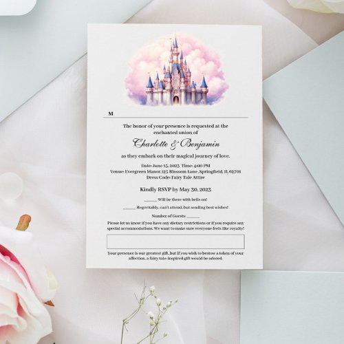Fairy Tale Castle Theme Wedding RSVP Card