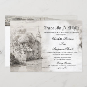  Fairy tale Castle Vintage Wedding Invitation