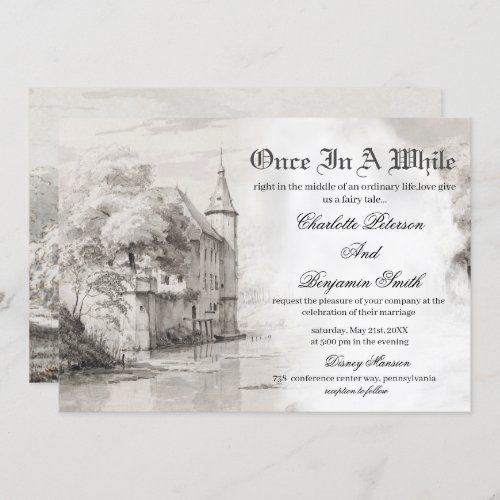  Fairy tale Castle Vintage Wedding Invitation