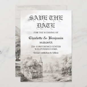 Fairy tale Castle Vintage Wedding Save The Date