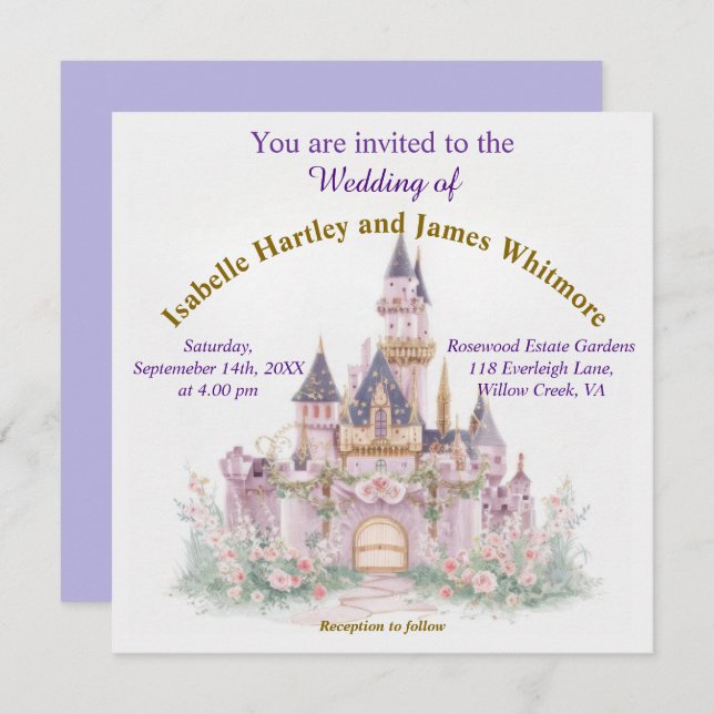 Fairy Tale Castle Wedding Invitation (Front/Back)