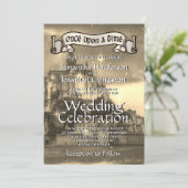 Fairy Tale Castle Wedding Invitation Sepia (Standing Front)