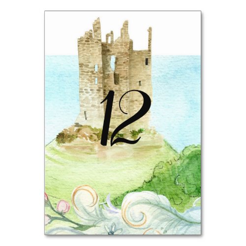 Fairy tale Castle Wedding Table Number Card