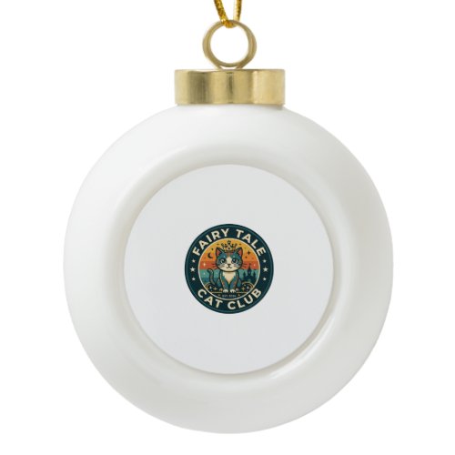 Fairy Tale Cat Cute Kitty Design - Fairy Tale Cat  Ceramic Ball Christmas Ornament