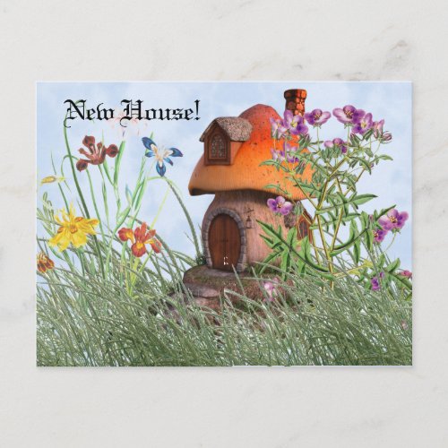 Fairy Tale Cottage and Flowers New House Postcard