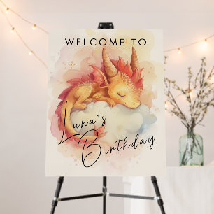 Fairy Tale Cute Dragon Kids Birthday Welcome Foam Board