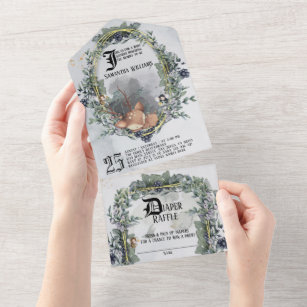Fairy Tale enchanted forest Baby Shower  All In One Invitation