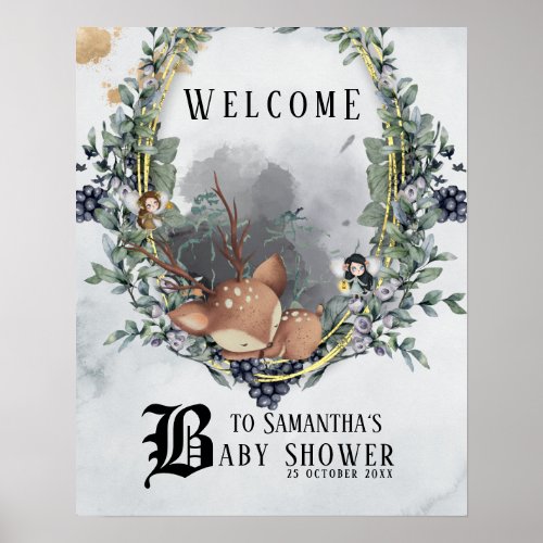 Fairy Tale enchanted forest Baby Shower welcome  Poster