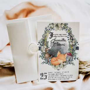 Fairy Tale enchanted forest fox Baby Shower Invitation