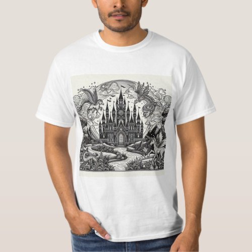 Fairy Tale Fantasies Magical Black and White  T_Shirt