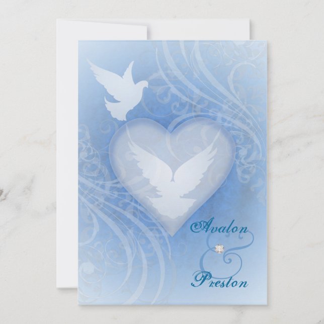 Fairy Tale Flourish Blue Princess Invitations (Front)