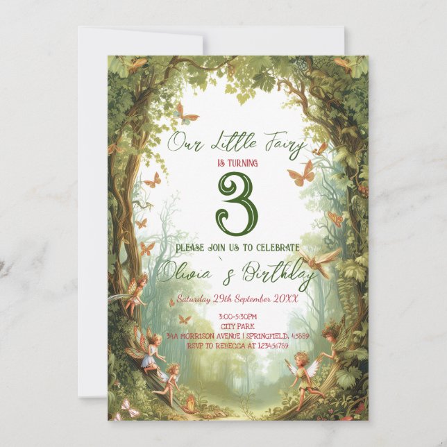 Fairy Tale Forest Kids Birthday Party Invitations (Front)