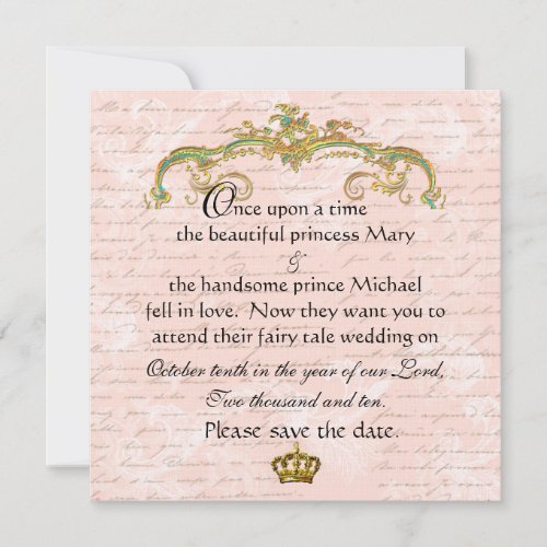 Fairy Tale French Script Pink Save the Date