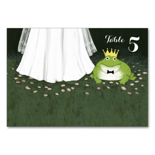 Fairy Tale Frog Prince and Bride Wedding Reception Table Number