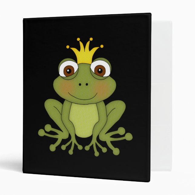 Fairy Tale Frog Prince with Crown 3 Ring Binder (Front/Inside)