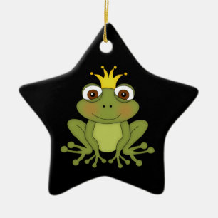 Fairy Tale Frog Prince with Crown Ceramic Ornament